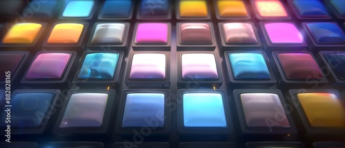 Mesmerizing abstract digital art with bright colorful lights and geometric patterns creating a