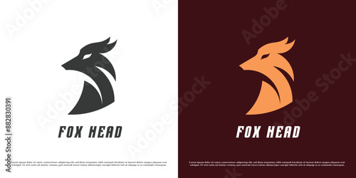 Forest fox logo design illustration. Silhouette of carnivorous fox head animal wild habitat zoo forest. Abstract minimal simple icon symbol.