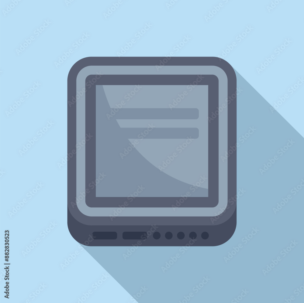 Electronic book reader displaying lines of text on screen with long shadow Electronic book reader displaying lines of text on screen with long shadow