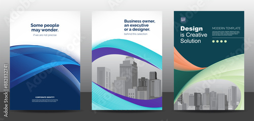 Template vector design for Brochure, AnnualReport, Corporate Presentation, Portfolio, Flyer, layout modern, posters set with grapient shape patterns. Eps10