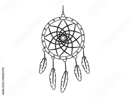 Dream catcher silhouette in isolated on white vector