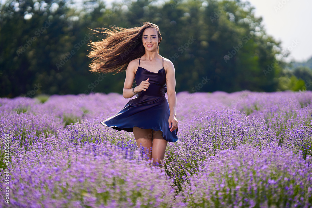 Beautiful young latin woman in lavender field Beautiful young latin woman in lavender field