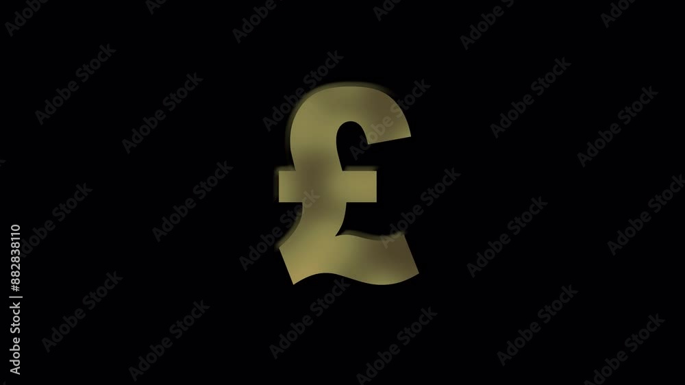 Metallic Gold icon of UK British Pounds (Sterling Symbol)  with alpha channel transparency [4k]