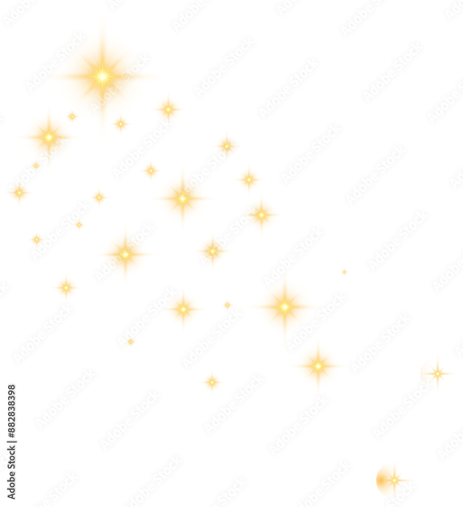 Gold Glowing Star Pattern Border. Transparent Christmas Lights Stars Gold Glowing Star Pattern Border. Transparent Christmas Lights Stars