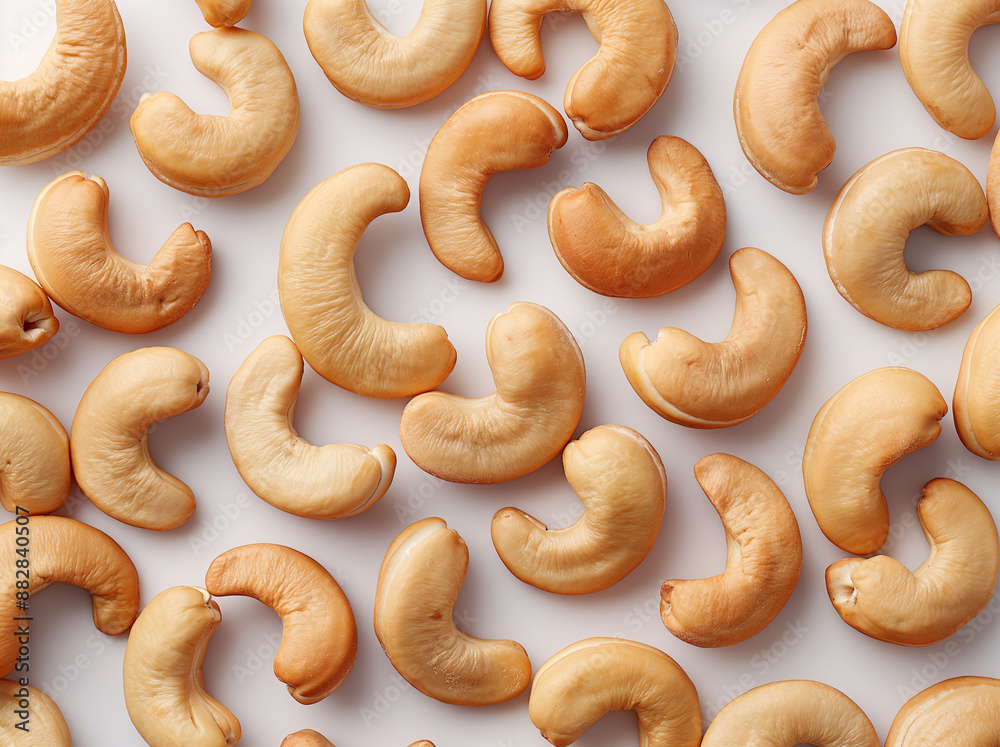 Close-up of cashew nuts isolated on a white background Close-up of cashew nuts isolated on a white background