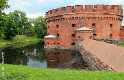 Russia, Kaliningrad. Don fortress tower was built in 1853 in the neo-Romanesque monumental style. © Olena