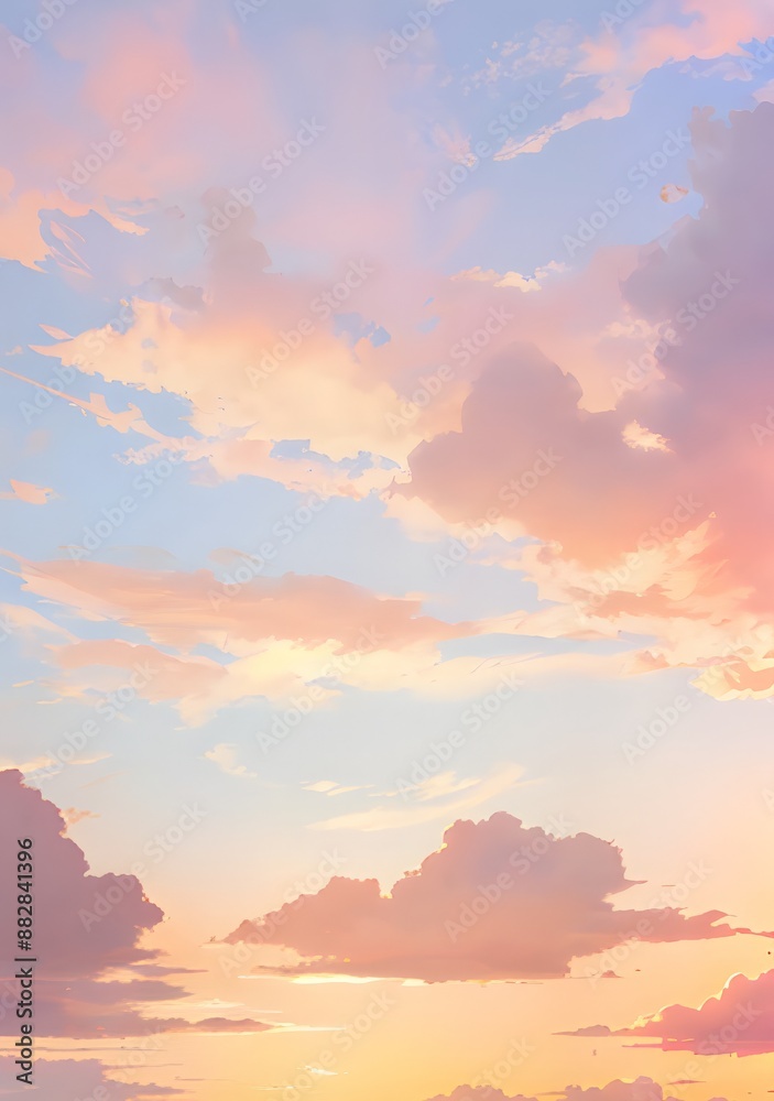 Fototapeta premium パステルカラーのメルヘンチックな空