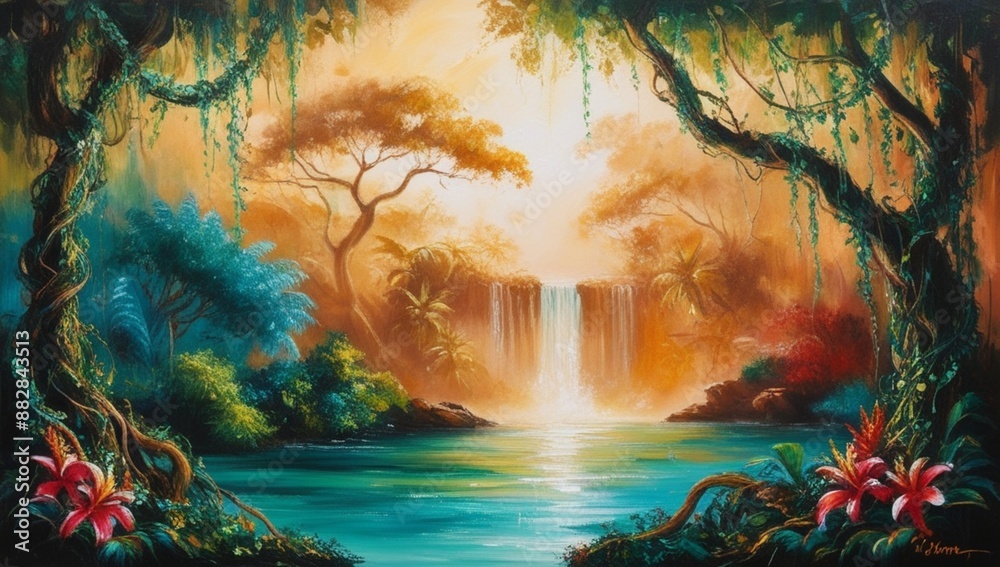 landscape with trees and clouds
