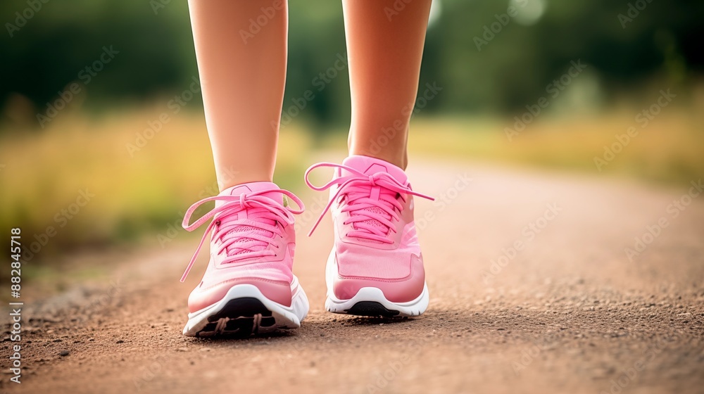 Active Lifestyle, Walking in Pink Athletic Shoes Active Lifestyle, Walking in Pink Athletic Shoes