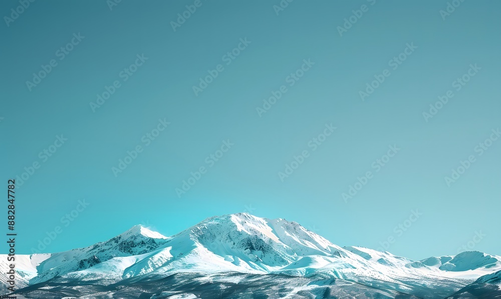 Fototapeta premium Snow mountains under a clear, Generative AI