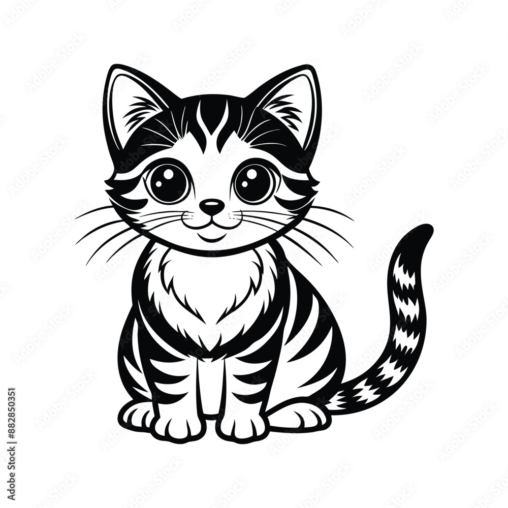 cat sitting silhouette black and white vector illustration cat sitting silhouette black and white vector illustration