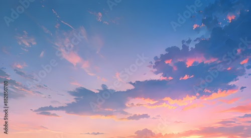 美しくグラデーションする夕焼けの風景