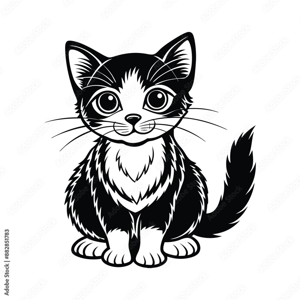 cat sitting silhouette black and white vector illustration cat sitting silhouette black and white vector illustration
