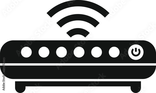 Black silhouette of a router providing strong wireless signal for a home network