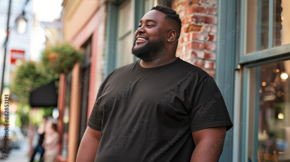 Plus size stylish man wearing a Black comfort colors Tee tshirt for product mockup, Plus size stylish man wearing a Black comfort colors Tee tshirt for product mockup,
