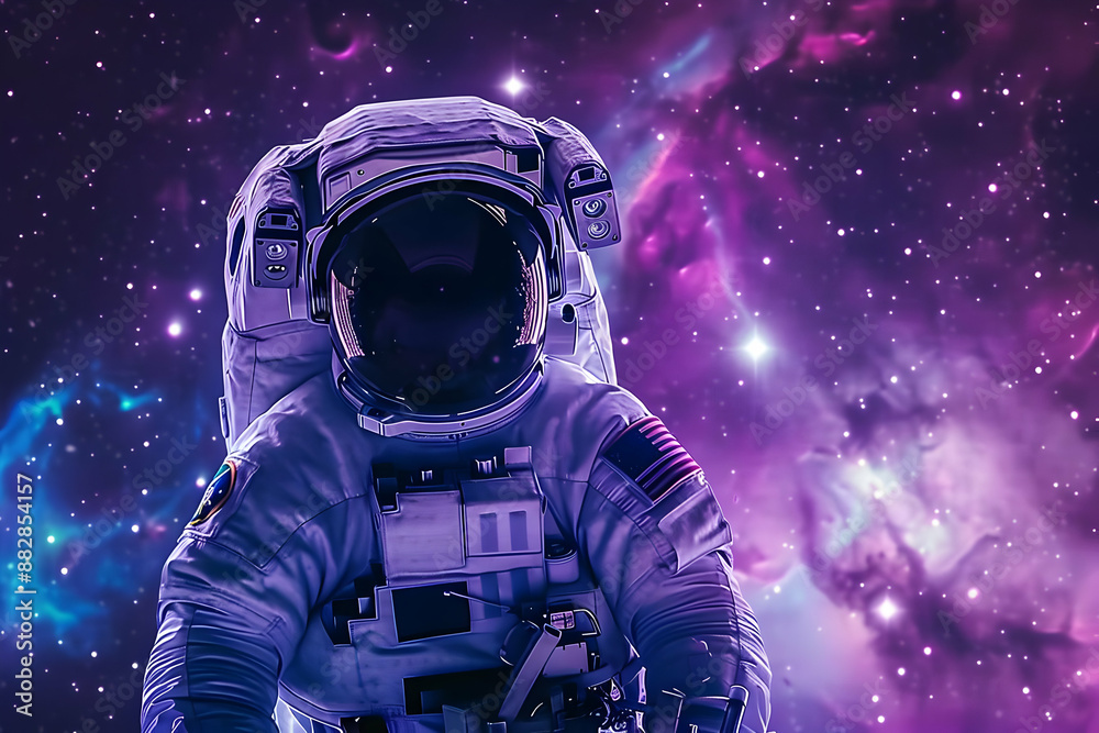 Astronaut in space with stars, a galaxy, a purple and blue nebula Astronaut in space with stars, a galaxy, a purple and blue nebula