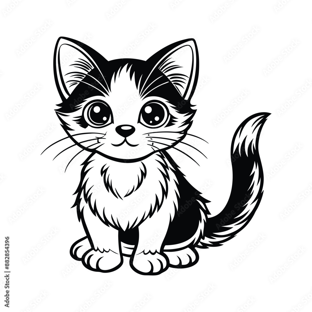 cat sitting silhouette black and white vector illustration cat sitting silhouette black and white vector illustration