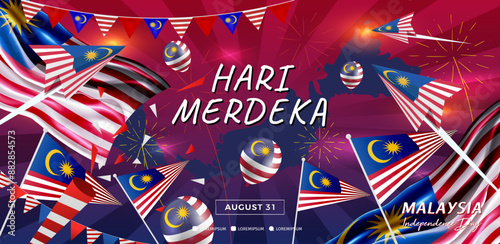 Malaysian Independence Day Anniversary. Illustration Banner, Poster Template Design