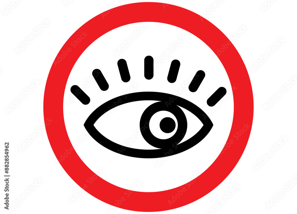 Vector icon - attention, you are being watched. Vector sign. Private property, territory. Vector icon - attention, you are being watched. Vector sign. Private property, territory.