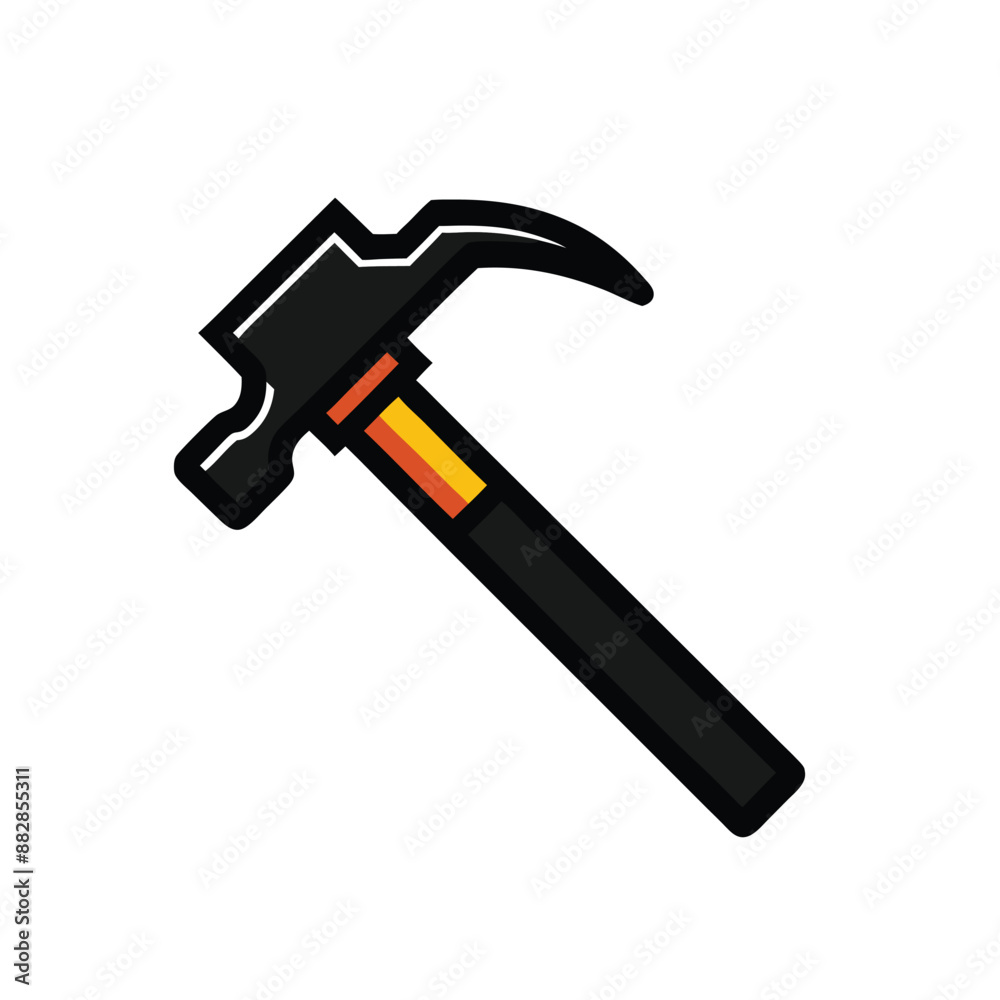 Hammer icon and logo design on isolated white background Hammer icon and logo design on isolated white background