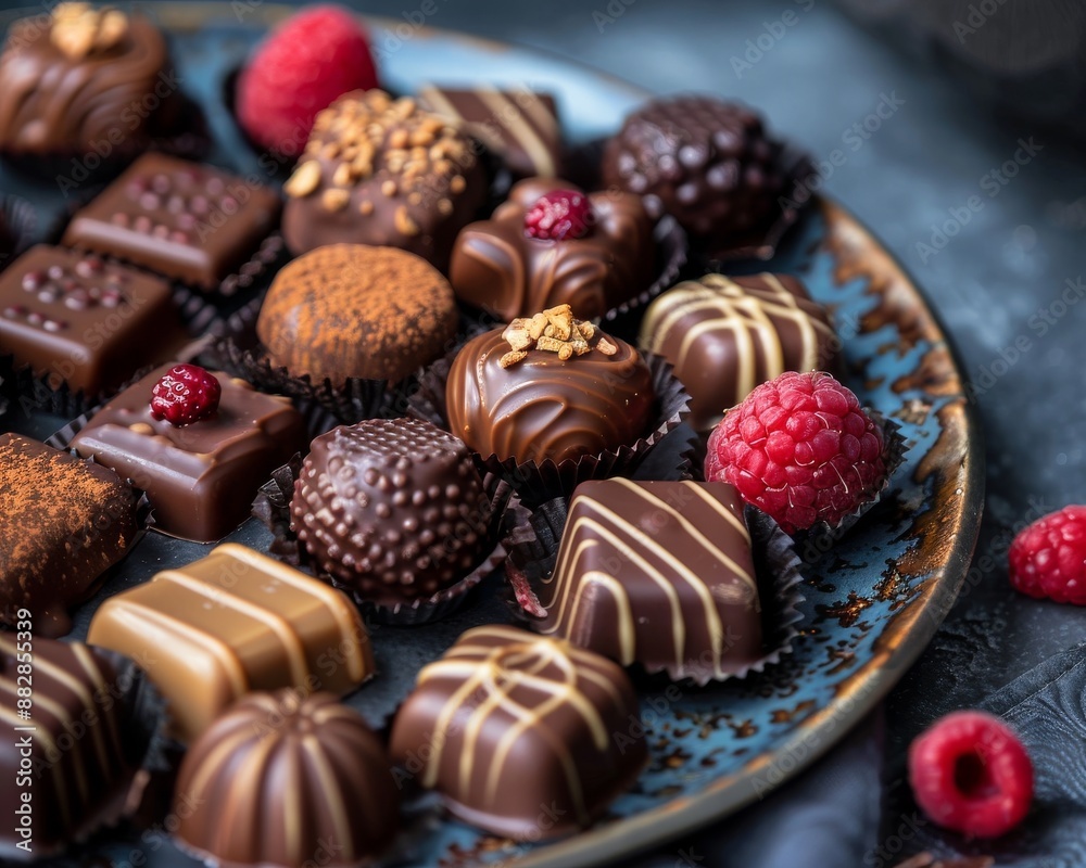 A variety of filled chocolates A variety of filled chocolates