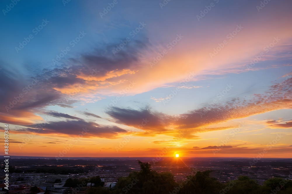 美しくグラデーションする夕焼けの風景 美しくグラデーションする夕焼けの風景
