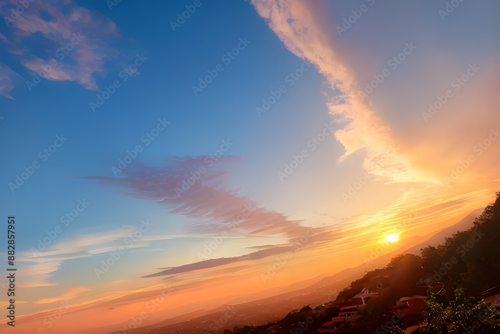 Fototapeta premium 美しくグラデーションする夕焼けの風景