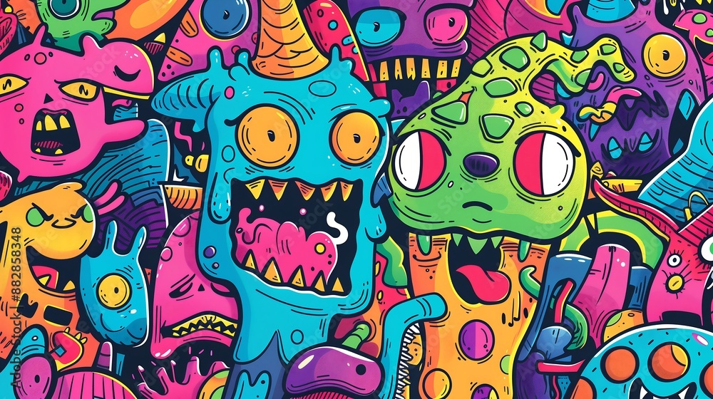 monster background kid drawing style