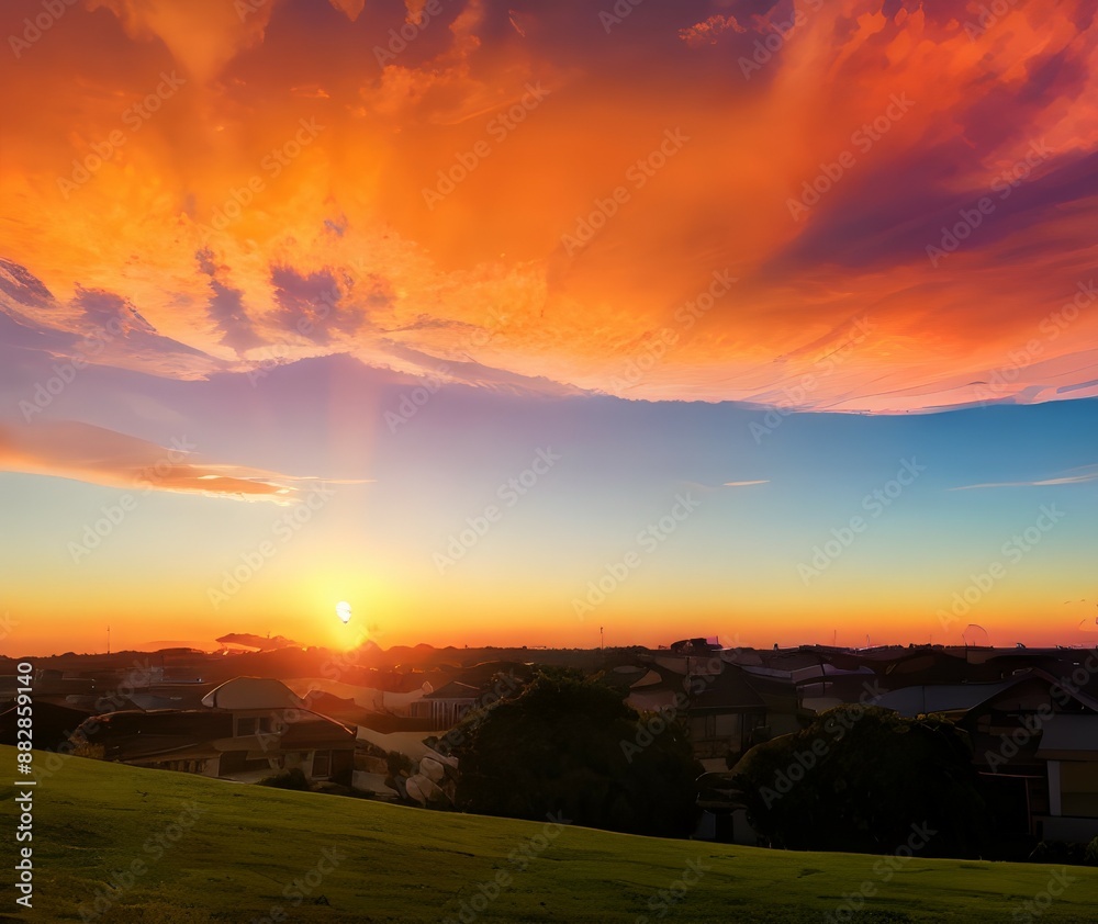 Obraz premium 美しくグラデーションする夕焼けの風景