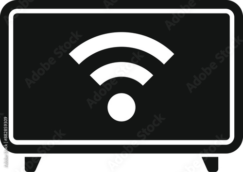 Smart tv showing wifi signal icon, modern wireless technology