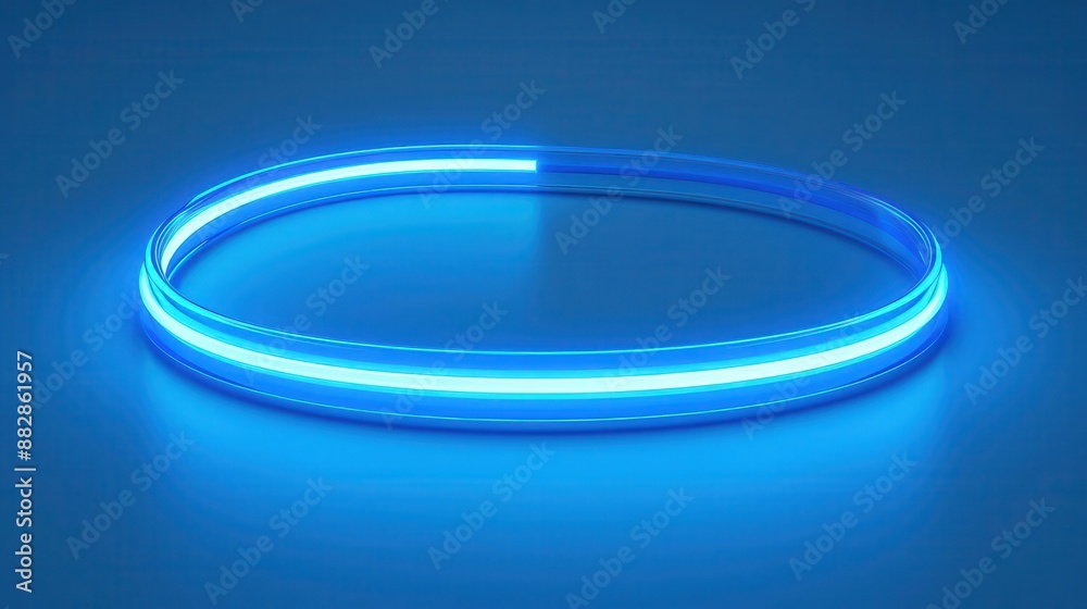 Abstract blue neon light ring on a blue background. Abstract blue neon light ring on a blue background.