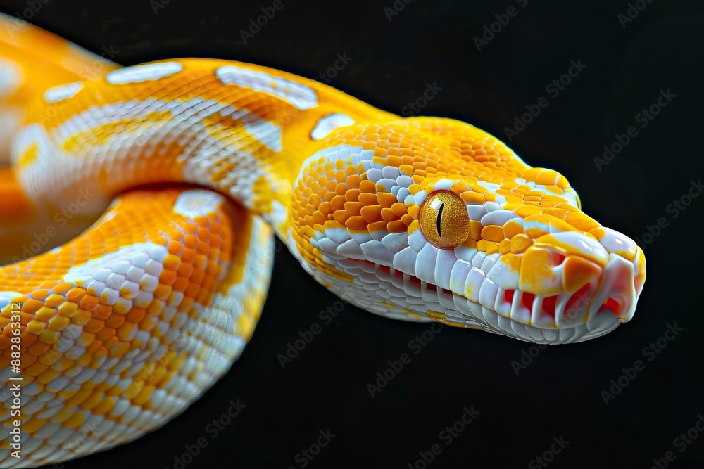 Orange Glow Motley Reticulated Python (Malayopython reticulatus ...