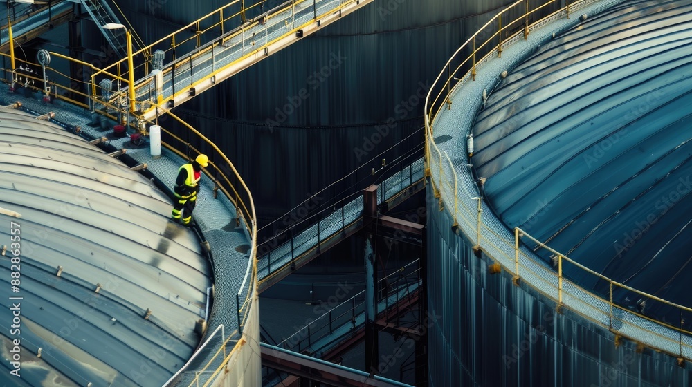Fototapeta premium Routine Maintenance in Oil Refinery Facility