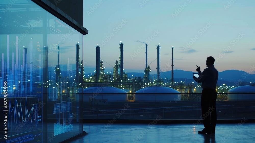 Naklejka premium Energy Sector Analysis at Refinery Facility