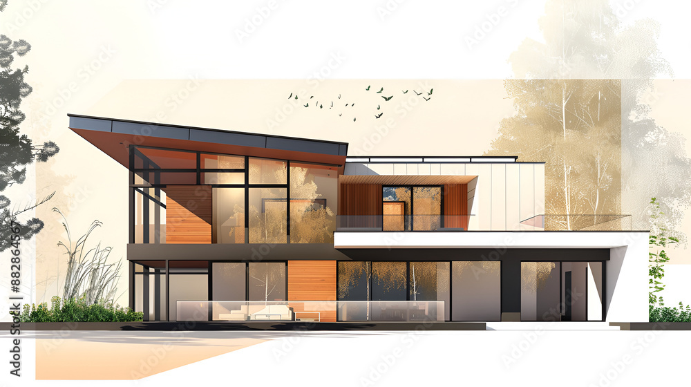 house modern contemporary style isolated on white background,Modern ...
