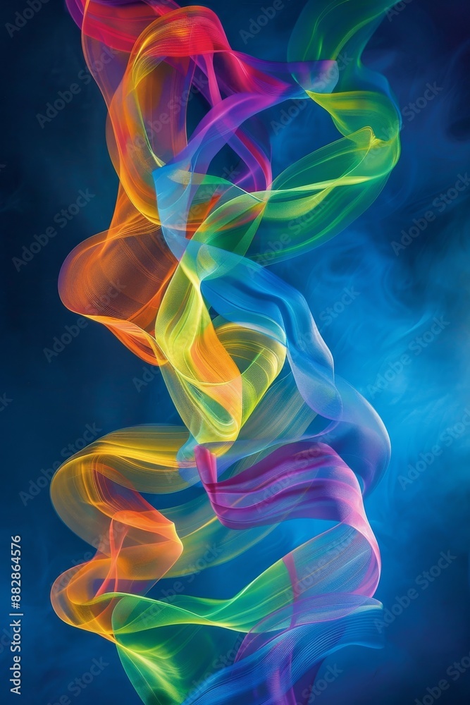 The image features a vibrant, swirling ribbon of colors flowing gracefully against a dark blue background. The image features a vibrant, swirling ribbon of colors flowing gracefully against a dark blue background.