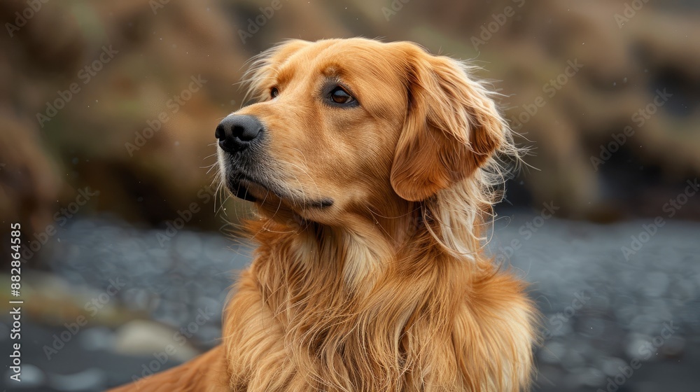 A cute purebred dog on the sea beach, enjoying the outdoor portrait session A cute purebred dog on the sea beach, enjoying the outdoor portrait session