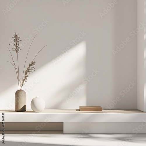 Minimalist and Modern Platform Mockup in Sleek 3D Render with Clean Lines and Contemporary StyleIdeal for Showcasing Digital Products in Professional Settings photo