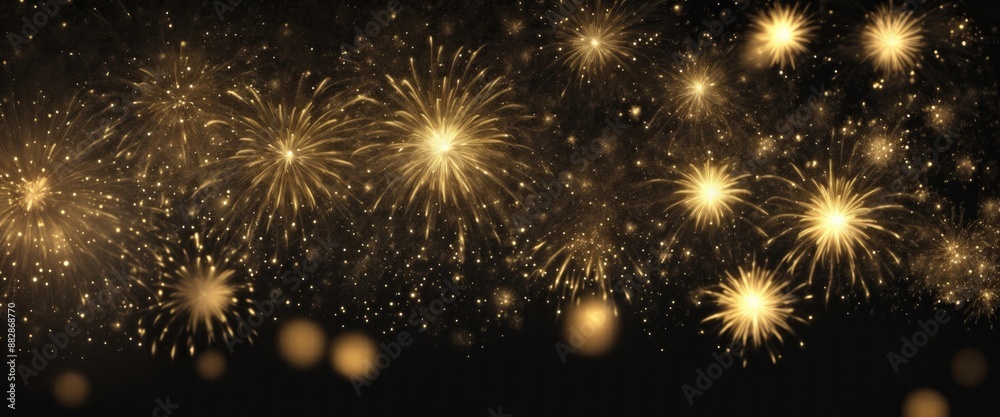 Abstract background Black and gold fireworks and Bokeh Abstract background Black and gold fireworks and Bokeh