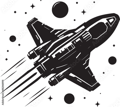 Space rocket ship silhouette vector illustration isolated on a white background