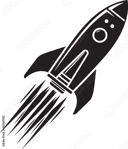 Space rocket ship silhouette vector illustration isolated on a white background