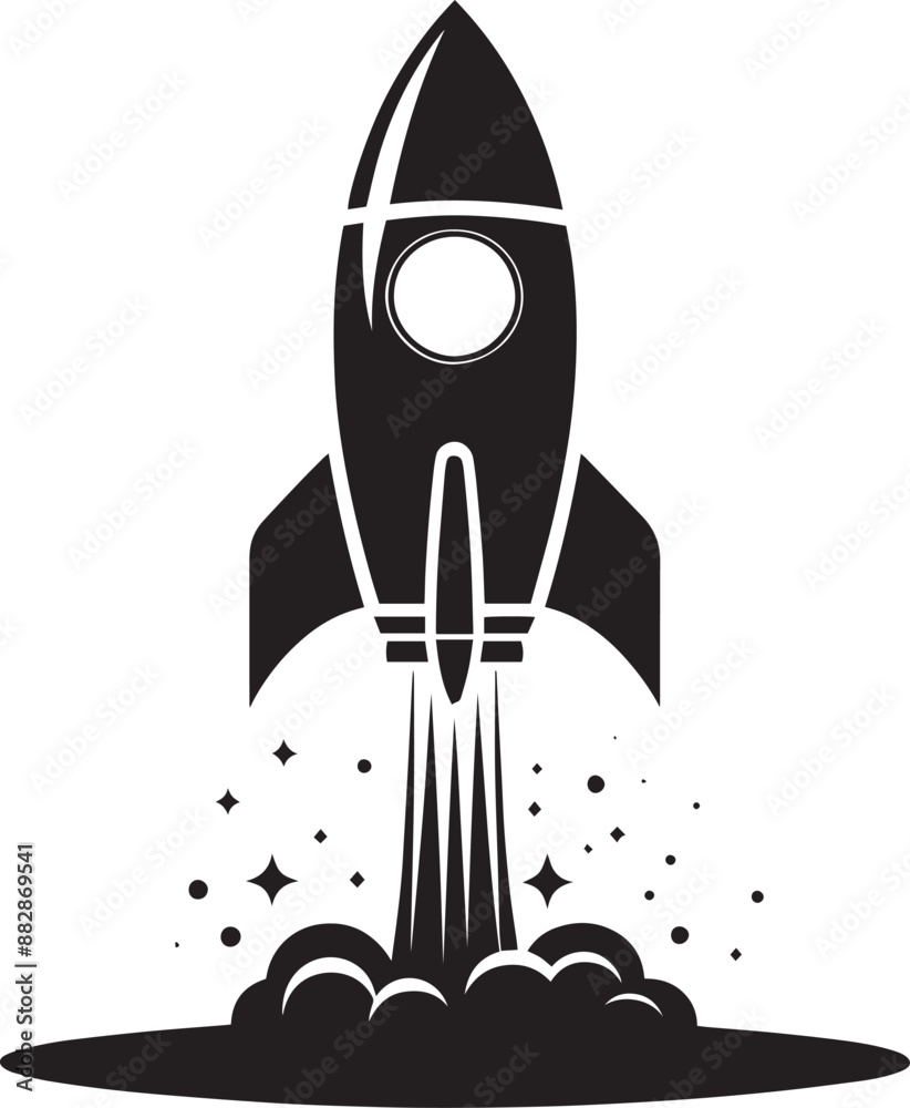 Fototapeta premium Space rocket ship silhouette vector illustration isolated on a white background