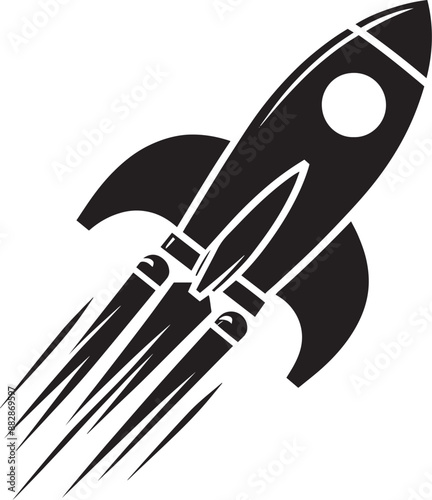Space rocket ship silhouette vector illustration isolated on a white background