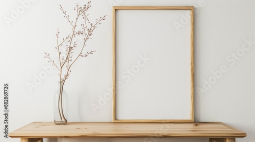 Minimalist Home Decor with a Wooden Frame and Dried Flowers
