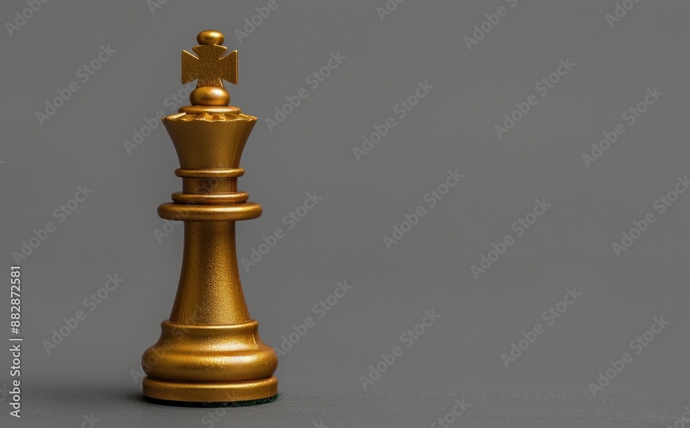 Golden chess king piece on gray background, symbolizing leadership and strategic brilliance in a timeless game - Generative ai Golden chess king piece on gray background, symbolizing leadership and strategic brilliance in a timeless game - Generative ai