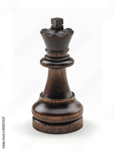 Wooden chess king piece isolated on white background, showcasing classic elegance and strategic depth - Generative ai