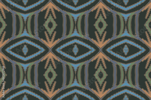 Ethnic motif baroque flower damask pattern. Damask pattern. Ikat geometric folklore ornament. Tribal ethnic vector texture. Seamless striped
