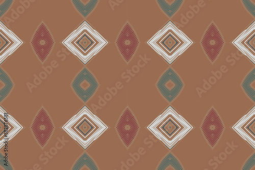 Ethnic motif baroque flower damask pattern. Damask pattern. Ikat geometric folklore ornament. Tribal ethnic vector texture. Seamless striped