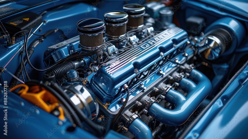 details in the engine room of a sports car details in the engine room of a sports car