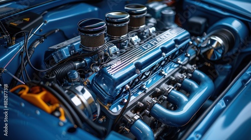 details in the engine room of a sports car